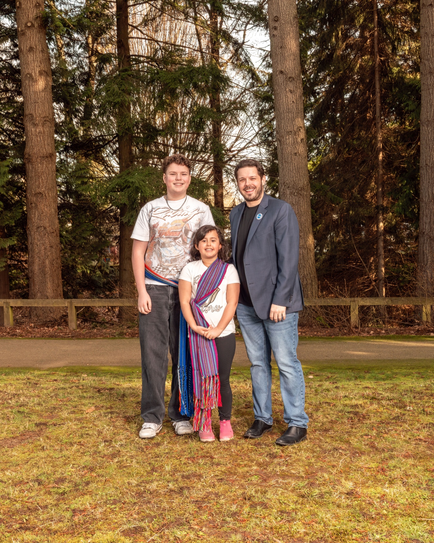 Anthony Wingham with his children outdoors
